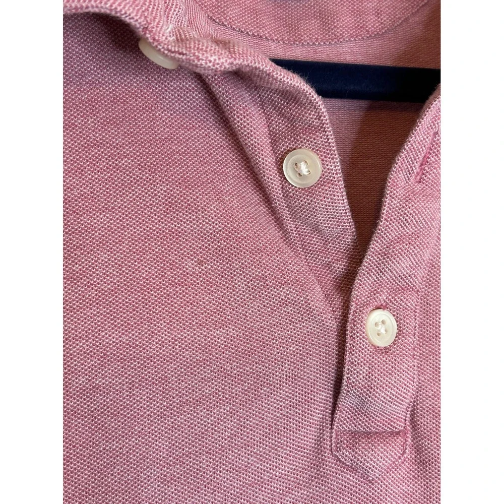 Banana Republic Mens Rose Pink Heathered Cotton Short Sleeve Pocket Polo Shirt M